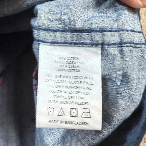 Levis Short‎ Sleeve Button up Shirt Mens 2XL Bird Printed Blue Preppy Casual - Picture 3 of 7